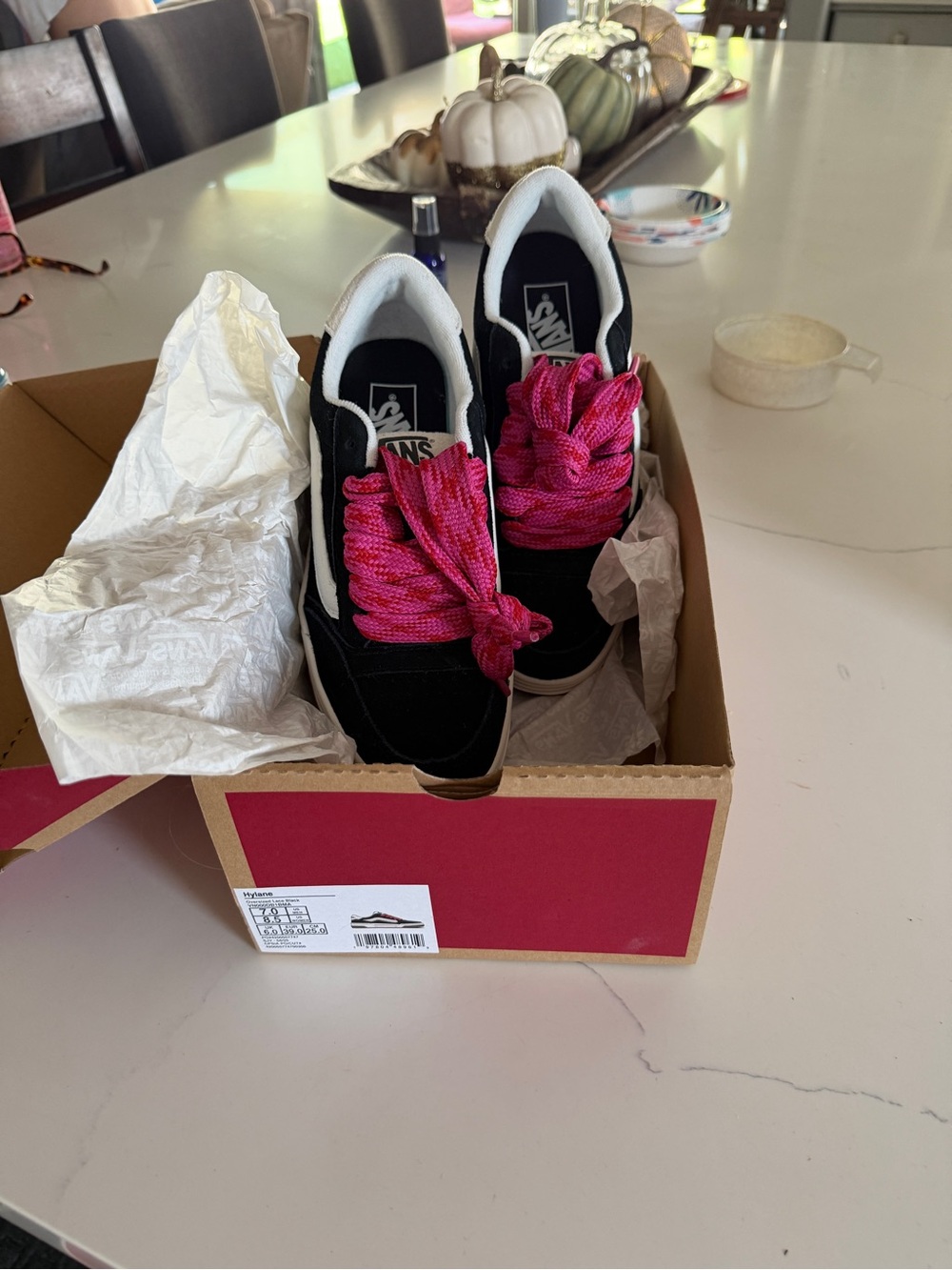 Vans Black Sneakers with Bright Pink Laces
